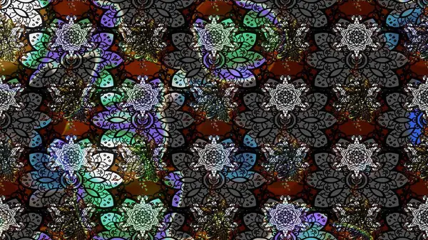 Eskiz klasiği. Düz Çiçek Elementleri Tasarımı. Renkli Bahar Teması eskiz kalıbı. Raster Şirin kumaş deseni.