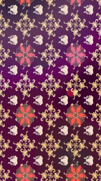 Kabile sanatı boho baskısı, klasik çiçek arkaplanı. Soyut etnik raster çizim kalıbı. Arkaplan dokusu, duvar kağıdı, mor ve bej renkli çiçek teması.