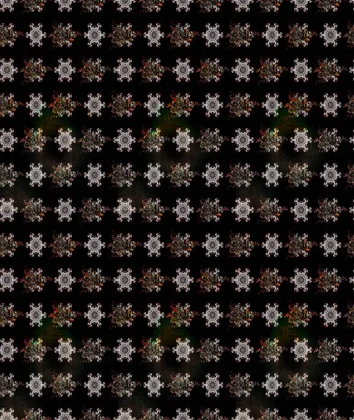 Çiçekler. Soyut etnik raster çizim kalıbı. Vadinin çiçekleri siyah renklerde.