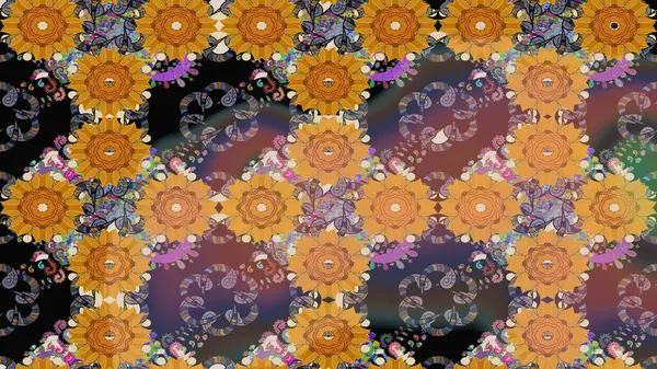 Renkli Bahar Teması eskiz kalıbı. Çiçekli eskiz arkaplanı. Düz Çiçek Elementleri Tasarımı. Çocuk stili.