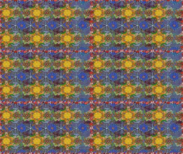 Raster illüstrasyonu. Çiçekli güzel suluboya desen. Kahverengi ve mavi renklerde.