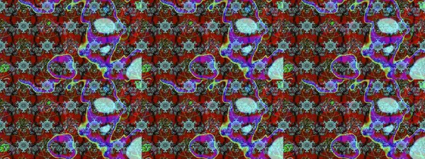 Dallı bahar çiçekleriyle desen, kırmızı, mavi ve kahverengi renkler ve çiçek silueti. Raster deseni.