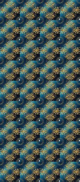 Altın desenli mavi, gri ve kahverengi renkler ve altın elementler. Raster geleneksel oryantasyon süsü. Kusursuz klasik altın desen.