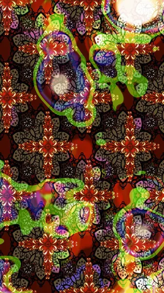 Çiçekli karalama şeklinde Raster çiçek deseni. Yumuşak, bahar çiçekli arka plan. Kahverengi renkte çiçekler.