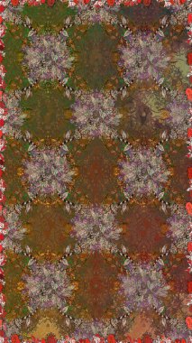 Raster illüstrasyonu. Zentangle soyut çiçekleri. Düz Çiçek Elementleri Tasarımı. Karalama çiçeği. Güzel kumaş deseni. Renkli Bahar Teması Kusursuz Arkaplan.