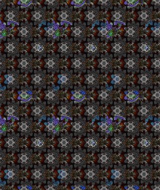 Siyah renklere karalamalar çizilmiş çiçek deseni. Raster illüstrasyonu.