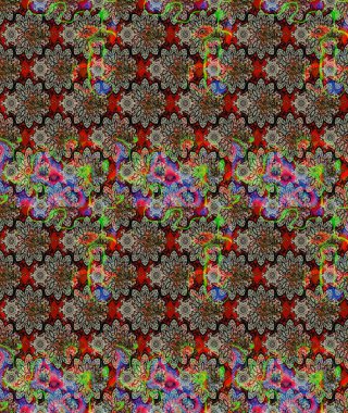 Raster illüstrasyonu. Eskiz geçmişi. Tomurcukları çiçek olan sevimli bir çiçek deseni. Raster. Kumaş, tekstil, duvar kağıdı baskısı için. Antika retro tarzı.