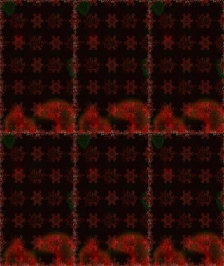 Küçük çiçekteki sevimli çiçek deseni. Raster illüstrasyonu. Siyah ve kahverengi renkte çiçekler.