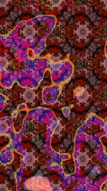 Vadinin çiçekleri kahverengi, kırmızı ve pembe renklerde. Çiçeksel çizim kalıbının çizimi.