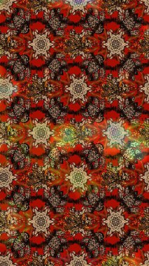 Küçük çiçekteki sevimli çiçek deseni. Kahverengi, kırmızı ve bej renkte çiçekler.