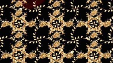 Düz Çiçek Elementleri Tasarım Raster illüstrasyonu. Çiçekli çiçek deseni, suluboya. Siyah, bej ve kahverengi renkte çiçekler. Renkli Bahar Teması çizim kalıbı.