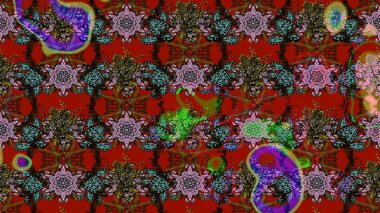 Çiçek arkaplan. Kırmızı, kahverengi ve gri renkli şirin tekstil tarzında. Çiçek duvar kâğıdı. Raster illüstrasyonu. Renkli çizim deseni.