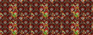 Çiçekler suluboya tarzında kahverengi, kırmızı ve siyah renklerde. Raster illüstrasyonunda çiçek deseni çizimi.