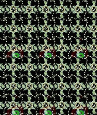 Siyah, nötr ve yeşil renkli güzel çiçekli eskiz deseni, suluboya çiçek deseni, duvar kağıdı, kart ya da kumaş için fayanslı. Raster..