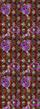 Gri, kırmızı ve kahverengi renkte yaz çiçekleri. Küçük çiçekteki sevimli çiçek deseni. Raster deseni. Raster illüstrasyonu.