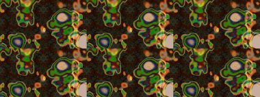 Raster - stok. Eskiz arkaplan modeli. Yapraklı çiçekler ve papatya çiçekleri kahverengi, yeşil ve gri renklerde.