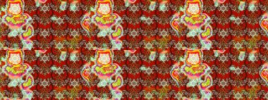 Kahverengi, kırmızı ve bej renklerde. 3D çiçekler, eskiz. Raster illüstrasyonu.