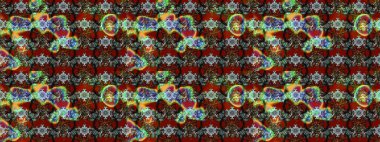 Düz Çiçek Elementleri Tasarımı. Raster illüstrasyonundaki çiçek desenli çizim. Güzel kumaş deseni. Renkli Bahar Teması çizim şablonu.