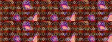 Suluboya elle çizilmiş çiçek desenli eskiz deseni. Parlak renkli fantezi çiçekleri, yapraklar, kahverengi, kırmızı ve siyah renkli tomurcuklar, kahverengi, kırmızı ve siyah.