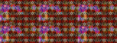 Güzel kumaş deseni. Raster illüstrasyonundaki çiçek desenli çizim. Raster illüstrasyonu. Kahverengi, kırmızı ve bej renklerde.