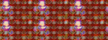 Raster illüstrasyonundaki çiçek desenli çizim. Düz Çiçek Elementleri Tasarımı. Kırmızı, kahverengi ve bej renkli çiçekler. Renkli Yaz Teması çizim şablonu.