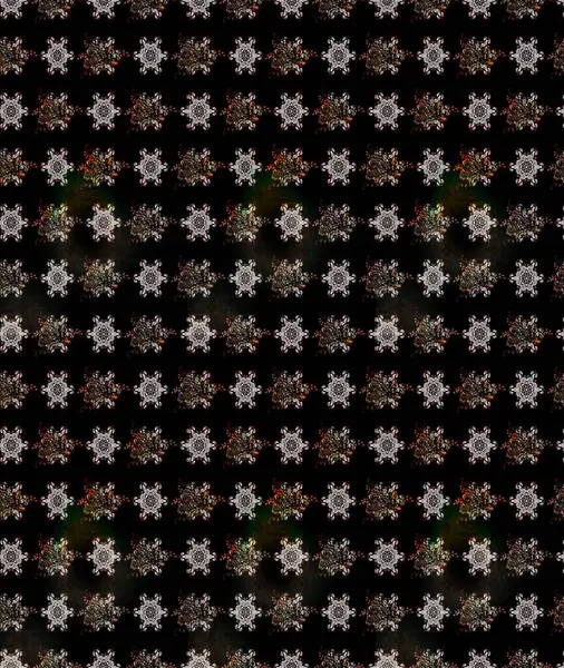 Çiçekler. Soyut etnik raster çizim kalıbı. Vadinin çiçekleri siyah renklerde.