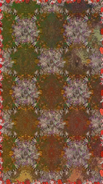 Raster illüstrasyonu. Zentangle soyut çiçekleri. Düz Çiçek Elementleri Tasarımı. Karalama çiçeği. Güzel kumaş deseni. Renkli Bahar Teması Kusursuz Arkaplan.