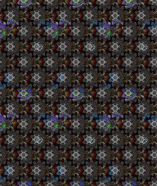 Siyah renklere karalamalar çizilmiş çiçek deseni. Raster illüstrasyonu.