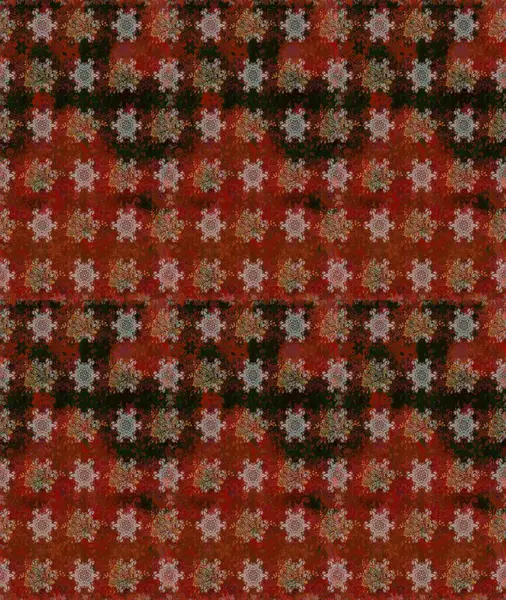 Tekstil, kumaş, ambalaj, hatıra defteri için hoş bir çiçek arkaplanı. Kahverengi ve kırmızı arka planda. El çizimi çiçekli, pürüzsüz bir desen. Çocuksu tasarım.