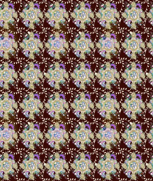 Düz Çiçek Elementleri Tasarımı. Raster illüstrasyonundaki çiçek desenli çizim. Güzel kumaş deseni. Renkli Bahar Teması çizim şablonu.