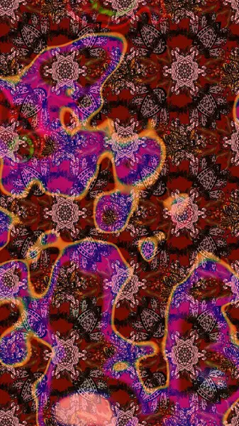 Vadinin çiçekleri kahverengi, kırmızı ve pembe renklerde. Çiçeksel çizim kalıbının çizimi.