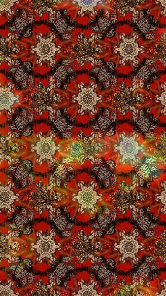 Küçük çiçekteki sevimli çiçek deseni. Kahverengi, kırmızı ve bej renkte çiçekler.