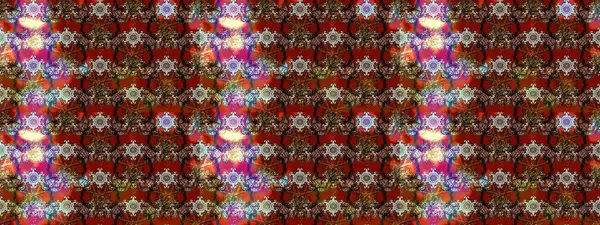 Kumaş, tekstil, duvar kağıdı baskısı için. Eski usul. Renkli desenli eskiz deseni, kahverengi, kırmızı ve gri çiçekler ve dekoratif elementler. Raster illüstrasyonu. Taslak arkaplan.