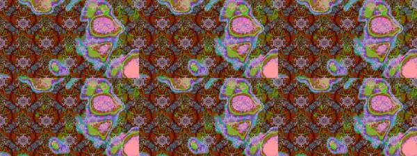 Moda baskısı, albüm, ambalaj kağıdı ve duvar kağıdı için zarif dekoratif süslemeler. Raster illüstrasyonu. Kahverengi, yeşil ve kırmızı renklerde şirin çiçekler. Küçük çiçekli basit bir çiçek çizimi..