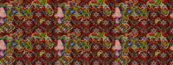 Suluboya elle çizilmiş çiçek desenli eskiz deseni. Parlak renkli fantezi çiçekleri, yapraklar, kahverengi, kırmızı ve nötr renklerde tomurcuklar kahverengi, kırmızı ve nötr.