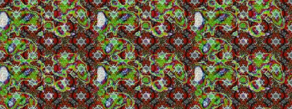 Raster illüstrasyonu. Çiçek desenli çizim. Düz Çiçek Elementleri Tasarımı. Renkli Bahar Teması eskiz kalıbı. Asya tekstil tarzında. Yeşil, kahverengi ve kırmızı renkte çiçekler.