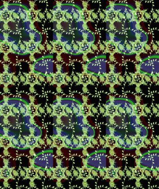 Sketch Colour Spring Theme eskiz kalıbı. Yeşil, siyah ve nötr renklerde çiçekler. Sevimli çiçek raster deseni. Düz Çiçek Elementleri Tasarımı.