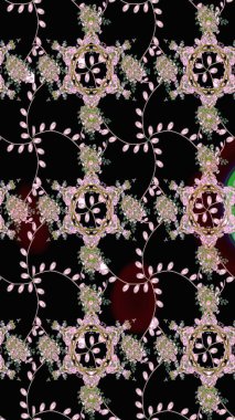 Halk tarzı. Parlak renkli çiçekleri ve siyah, nötr ve kahverengi renkte yaprakları olan harika bir çiçek deseni. Moda baskıları için zarif bir şablon. Modern çiçek arkaplanı.