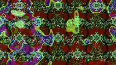 Yumuşak, yaz çiçekli arka plan. Yeşil, kırmızı ve kahverengi renkte çiçekler. Raster çiçek desenli ve çiçekli..