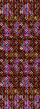 Kahverengi, kırmızı ve siyah küçük çiçekler ve kahverengi, kırmızı ve siyah renkli komik böcekler, raster desen, illüstrasyon.