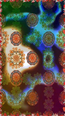 Raster deseni. Kahverengi renkte yaz çiçekleri. Küçük çiçekteki sevimli çiçek deseni. Raster illüstrasyonu.