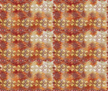 Nazik, narin çiçek arkaplanı. Çiçekli karalama şeklinde Raster çiçek deseni. Kahverengi ve bej renkli çiçekler.