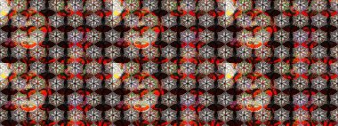 Nazik, yaz çiçekleri siyah renklerde. Raster illüstrasyonu. Raster çiçek desenli ve çiçekli..