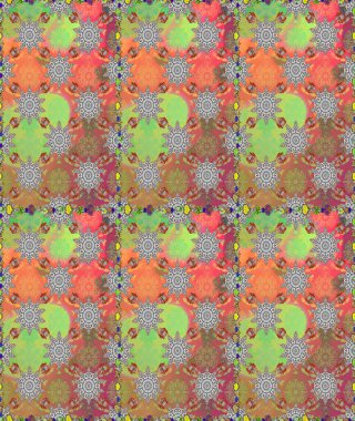 Gri ve yeşil renklerde parlak çiçekli halı deseni.