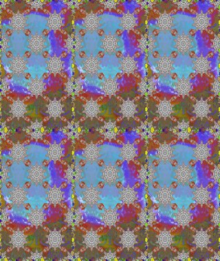 Kahverengi ve gri renkli çiçekler. Raster illüstrasyonu. Asya tekstil tarzında. Raster illüstrasyonu. Kusursuz çiçek deseni.