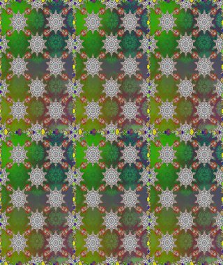 Çiçek kolajı. - yeşil ve gri çiçekler. Çiçek arkaplan. Küçük çiçekte güzel bir desen var. Doğa. Raster deseni. Çiçek bileşimi.