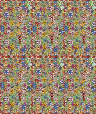 Tekstil, kumaş, ambalaj, hatıra defteri için hoş bir çiçek arkaplanı. Çocuksu tasarım. El çizimi çiçekli, pürüzsüz bir desen. Tarafsız ve yeşil arkaplanda.