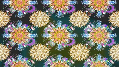 Çizgisiz desen. Şirin çiçekler. Raster Moda kumaş deseni.