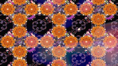 Çiçekli güzel suluboya desen. Turuncu renklerde. Raster illüstrasyonu.