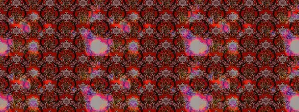 Raster Çiçek İllüstrasyonu 'nun şirin tekstili. Kahverengi, kırmızı ve siyah renkte etnik çiçeklerle süslenmiş zarif eskiz deseni.